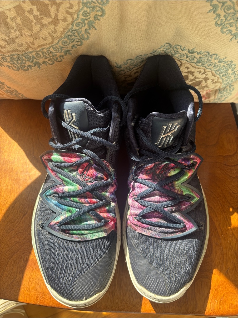 Nike Men's Kyrie Basketball Shoes — Black with Multicolor Tie-Dye Accents